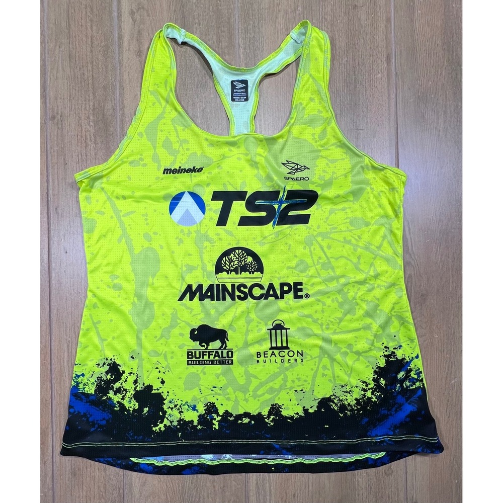 Spaero Womens XXL Neon Yellow Splatter TS2 Grit Cycling Racerback Tank‎ Top